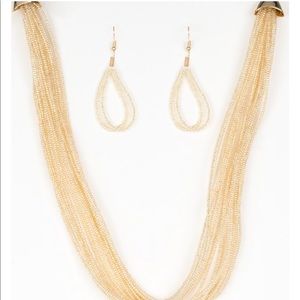 Necklace /earrings seed beads gold